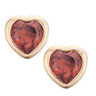 Christina Collect 925 sterlingsølv granathjerter små forgylte hjerter med rødt garn, modell 671-G28